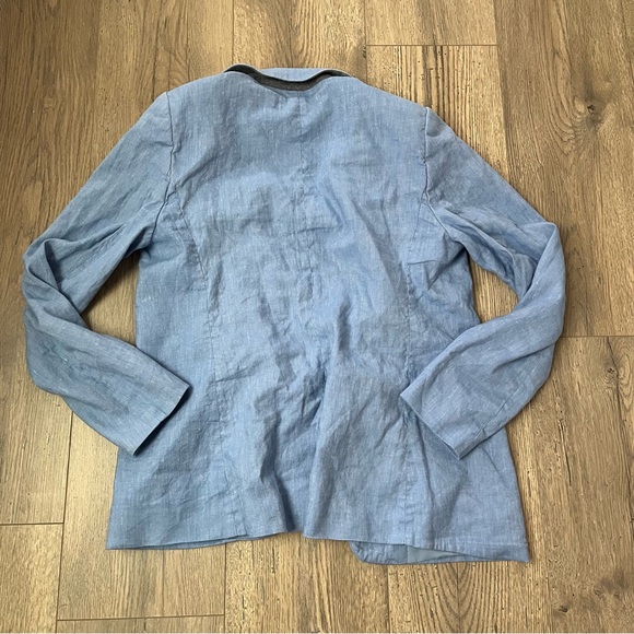 Ann Taylor Blazer Linen Blend Light Blue Size 4 Petite - Picture 5 of 5